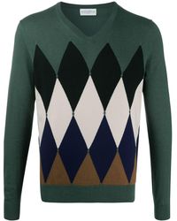 Ballantyne Argyle Knit Jumper - Green