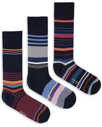 Paul Smith - Striped-Pattern Socks (Pack Of Three) - Lyst