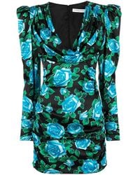 Alessandra Rich - Minikleid Mit Rosen-Print - Lyst