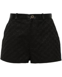 Gucci - GG Canvas Leather-trim Shorts - Lyst