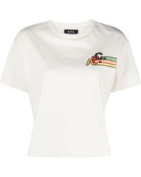 A.P.C. - T-shirt en coton à logo brodé - Lyst