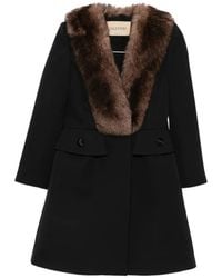 Valentino Garavani - Faux-Fur Collar Coat - Lyst