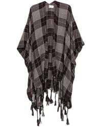 Brunello Cucinelli - Poncho A Cuadros Con Ribete De Borlas - Lyst