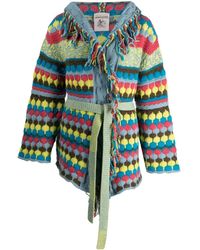 Semicouture - Patterned-jacquard Belted Cardigan - Lyst