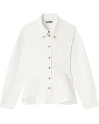 Ganni - Ivory Peplum Shirt - Lyst