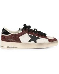 Golden Goose - Low-Top Sneakers With Burgundy Glitter Accents - Lyst