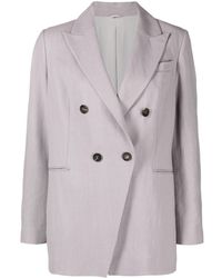 Brunello Cucinelli - Double-breasted Woven Suit Jacket - Lyst