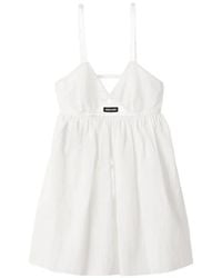 Miu Miu - Mini-Robe En Popeline Et Dentelle À Œillets - Lyst
