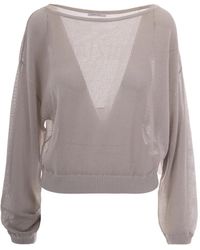 Patrizia Pepe - Logo Mesh-Knit Sweater - Lyst