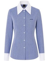 Pinko - Striped Embroidered-Logo Shirt - Lyst