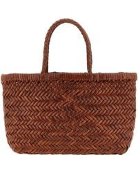 Dragon Diffusion - Mini Flat Gora Woven-Leather Tote Bag - Lyst