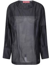 Thelatest - Sheer Puff-Sleeve Blouse - Lyst