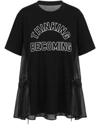 Sacai - Graphic-Print Sheer-Panel T-Shirt - Lyst