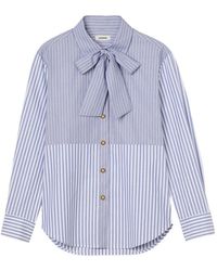 Sandro - Striped Tie-Neck Shirt - Lyst