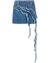 Blumarine - Draped-detail Denim Miniskirt - Lyst