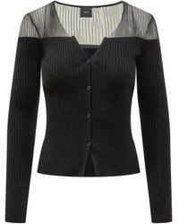 Pinko - Gerippter Cardigan mit transparenten Einsätzen - Lyst