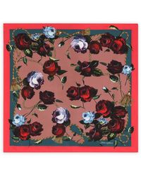Dolce & Gabbana - Twill Scarf With Vintage Rose (90 X 90) - Lyst