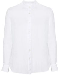120% Lino - Band-Collar Linen Shirt - Lyst