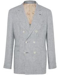 Brunello Cucinelli - Linnen Blazer Met Enkele Rij Knopen - Lyst