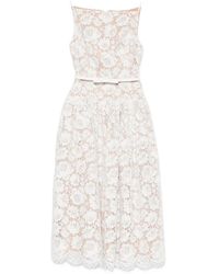 Self-Portrait - Lace-Overlay Belted Midi Dress - Lyst