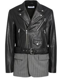 Moschino - Veste De Moto En Cuir Nappa À Design Structuré - Lyst