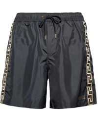 Versace - Drawstring Logo-Print Swim Shorts - Lyst