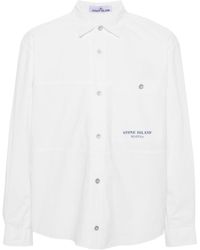 Stone Island - Stripe-detail Cotton Overshirt - Lyst