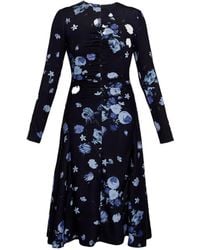 Erdem - Floral-Print Long-Sleeve Midi Dress - Lyst