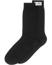 MM6 by Maison Margiela - Ribbed Logo-Patch Socks - Lyst