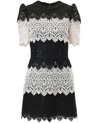 Carolina Herrera - Lace-Trim Mini Dress - Lyst