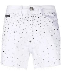 Philipp Plein - Crystal-Embellished Denim Shorts - Lyst