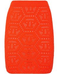 Philipp Plein - Minijupe En Maille À Motif Monogrammé - Lyst