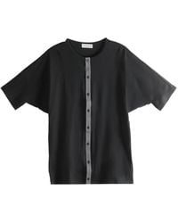 Yohji Yamamoto - Contrast-Trim Button-Up T-Shirt - Lyst