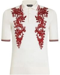 Dolce & Gabbana - Silk Polo Shirt With Intarsia - Lyst