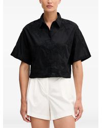 Benetton - Embroidered Cropped Shirt - Lyst