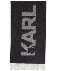 KARL LAGERFELD - Fringed Logo-Detail Scarf - Lyst