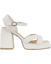 Castañer - 100Mm Valle/142 Metallic-Weave Block-Heel Sandals - Lyst