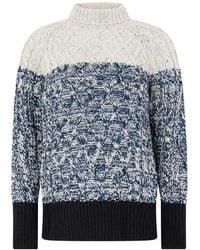 Moorer - Lizzy-Ds-W3 Kabelgebreide Trui Met Colourblocking - Lyst