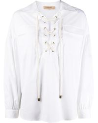 Twinset - Lace-Up Loose-Fit Blouse - Lyst