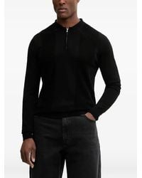 KARL LAGERFELD - Zip-Knitted Polo Shirt - Lyst