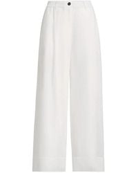 Brunello Cucinelli - Cotton Organza Boxy Pleated Trousers With Monili - Lyst