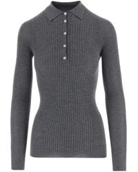 Sa Su Phi - Ribbed-Knit Long-Sleeve Polo Shirt - Lyst