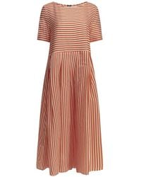 Apuntob - Robe Rayée Mi-Longue À Manches Courtes - Lyst