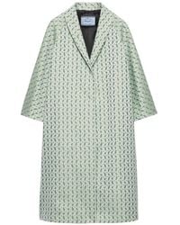Prada - Single-Breasted Floral Jacquard Duchesse Coat - Lyst