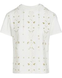 Giambattista Valli - Floral-embroidered Cotton T-shirt - Lyst