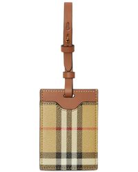 Burberry - Check Motif Leather Luggage Tag - Lyst