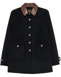 Maje - Manteau Boutonné À Col Détachable - Lyst