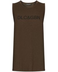 Dolce & Gabbana - Logo-Print Cotton Tank Top - Lyst