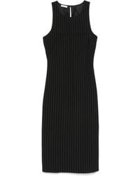 Patrizia Pepe - Pinstriped Crew-Neck Midi Dress - Lyst