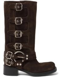 Miu Miu - Dark Suede Boots - Lyst